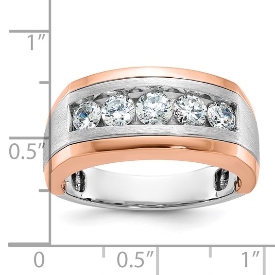 IBGoodman 14k White and Rose Gold Men's Polished and Satin 5-Stone Ring Mounting