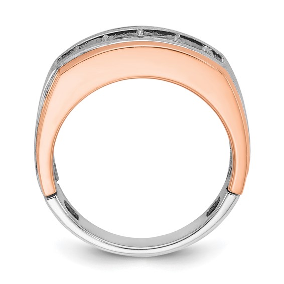IBGoodman 14k White and Rose Gold Men's Polished and Satin 5-Stone Ring Mounting