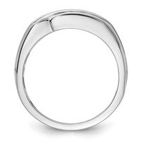 IB Goodman 14K White Gold Polished Satin and Grooved 5-Stone Mens Ring Mounting view 2