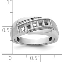 IB Goodman 14K White Gold Polished Satin and Grooved 5-Stone Mens Ring Mounting view 3