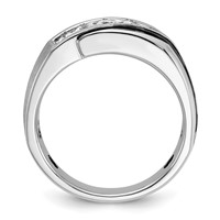 IBGoodman 14K White Gold Ring with Black Rhodium 0.50 Carat Lab Grown Diamond VS SI+ G+ Complete Polished Satin and Grooved Men's view 2