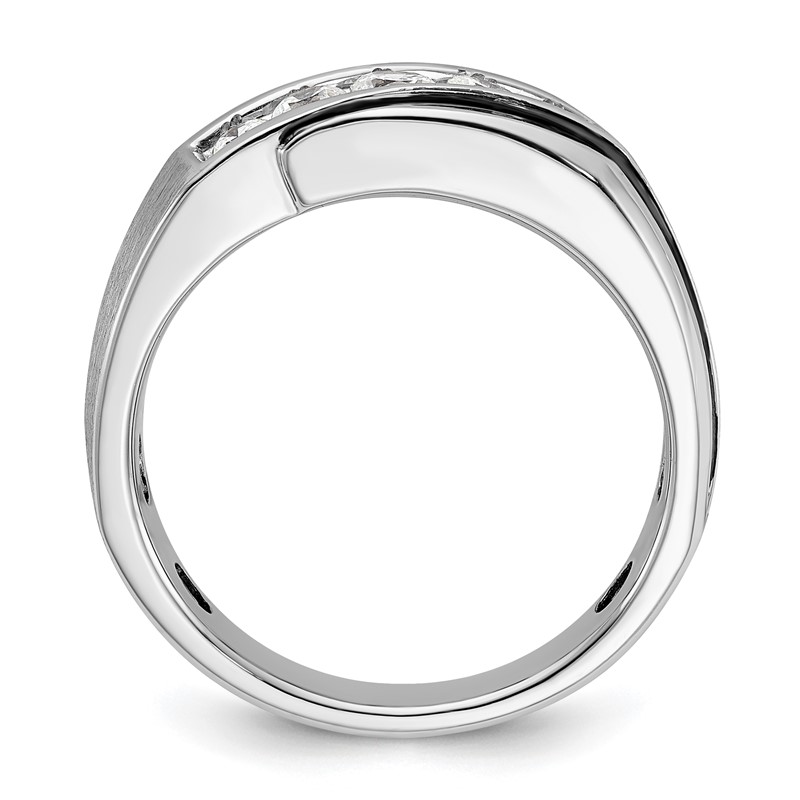 IBGoodman 14k White Gold with Black Rhodium 1/2 carat Lab Grown Diamond VS/SI+ G+ Complete Polished Satin and Grooved Men's Ring