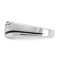 IBGoodman 14K White Gold Ring with Black Rhodium 0.50 Carat Lab Grown Diamond VS SI+ G+ Complete Polished Satin and Grooved Men's view 3