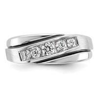IBGoodman 14K White Gold Ring with Black Rhodium 0.50 Carat Lab Grown Diamond VS SI+ G+ Complete Polished Satin and Grooved Men's view 4