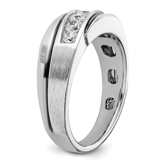 IBGoodman 14k White Gold with Black Rhodium 1/2 carat Lab Grown Diamond VS/SI+ G+ Complete Polished Satin and Grooved Men's Ring