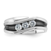 IBGoodman 14K White Gold Ring with Black Rhodium 0.50 Carat Lab Grown Diamond VS SI+ G+ Complete Polished Satin and Grooved Men's view 4