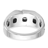 IBGoodman 14K White Gold Ring with Black Rhodium 0.50 Carat Lab Grown Diamond VS SI+ G+ Complete Polished Satin and Grooved Men's view 5