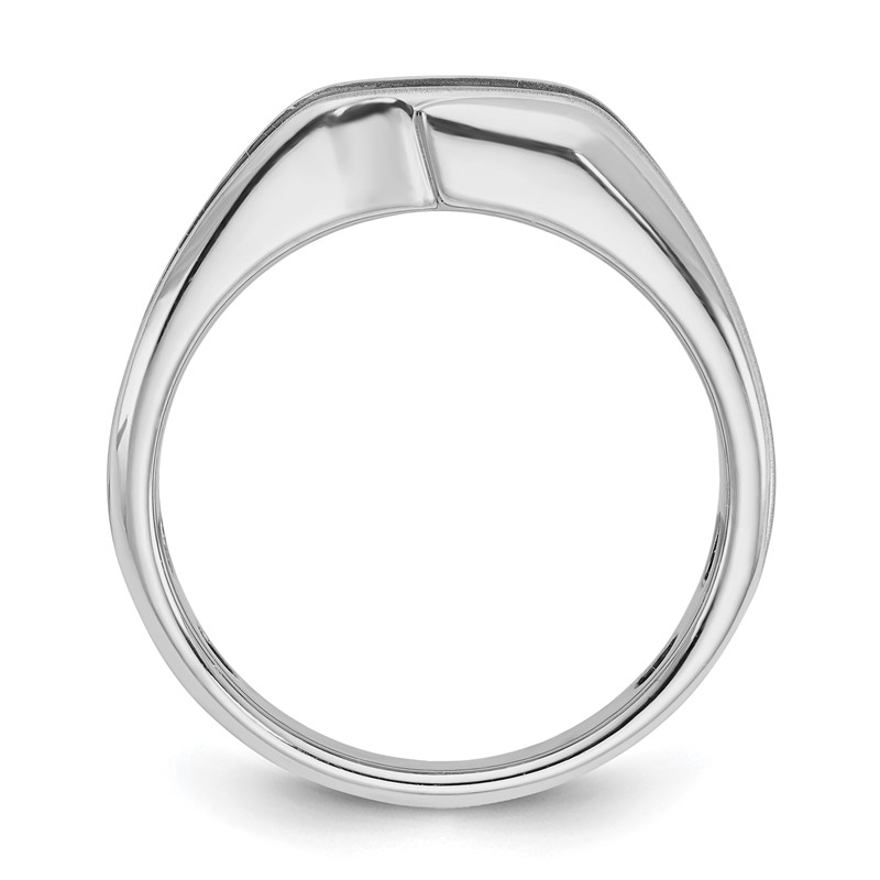 IBGoodman 14k White Gold with Black Rhodium 1/5 carat Lab Grown Diamond VS/SI+ G+ Complete Polished Satin and Grooved Men's Ring