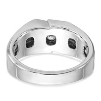 IBGoodman 14K White Gold Ring with Black Rhodium 0.20 Carat Lab Grown Diamond VS SI+ G+ Complete Polished Satin and Grooved Men's view 5