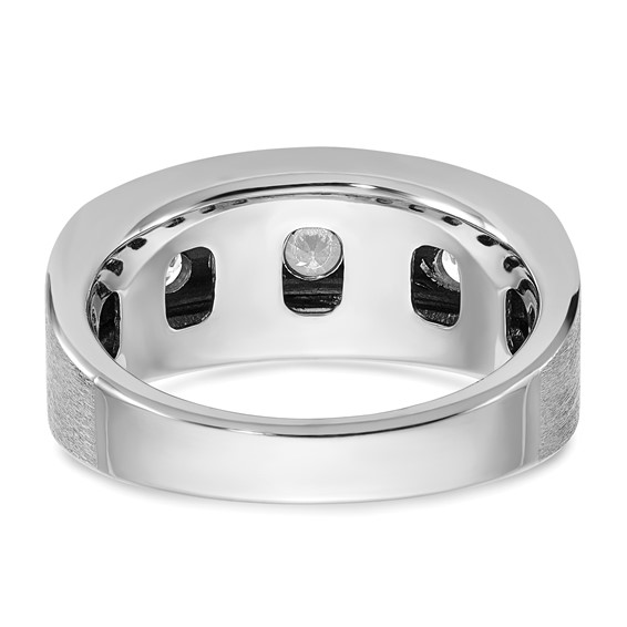 IBGoodman 14k White Gold Men's Polished and Satin 5-Stone Ring Mounting