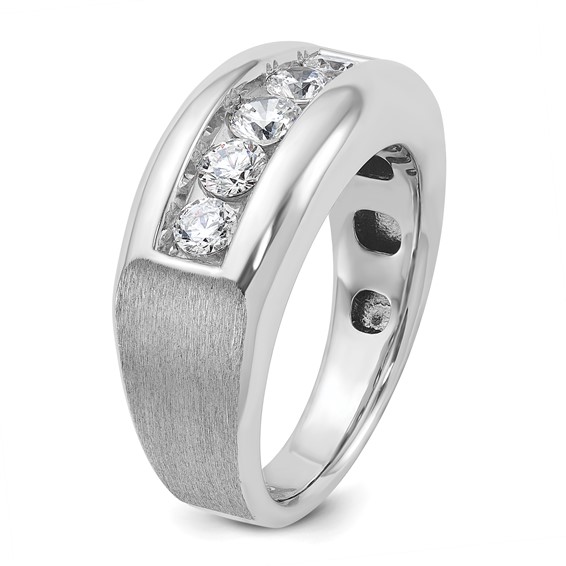 IBGoodman 14k White Gold Men's Polished and Satin 5-Stone Ring Mounting