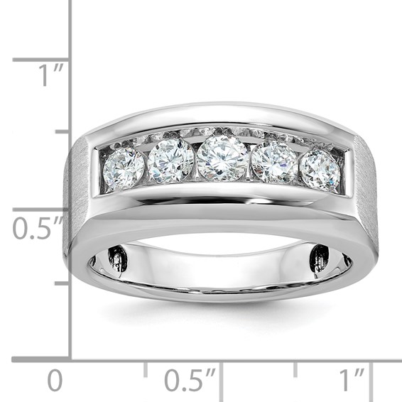 IBGoodman 14k White Gold Men's Polished and Satin 5-Stone Ring Mounting