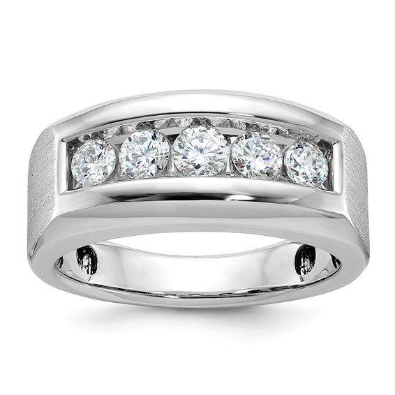 IBGoodman 14k White Gold Men's Polished and Satin 5-Stone Ring Mounting