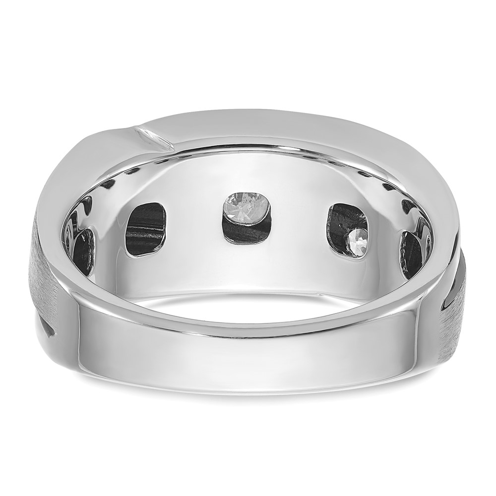 IBGoodman 10k White Gold with Black Rhodium Men's Polished Satin and Grooved 1 Carat A Quality Diamond Ring (B64010-0WA)