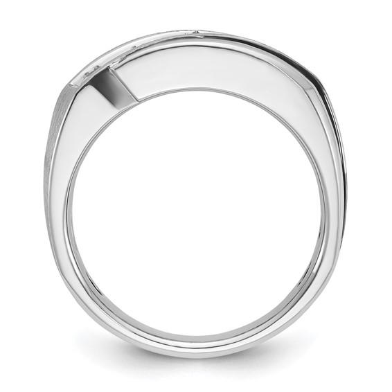 IB Goodman 14k White Gold Mens Polished Satin and Grooved 5-Stone Ring Mounting