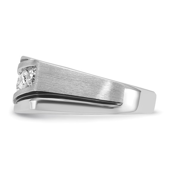 IB Goodman 14k White Gold Mens Polished Satin and Grooved 5-Stone Ring Mounting
