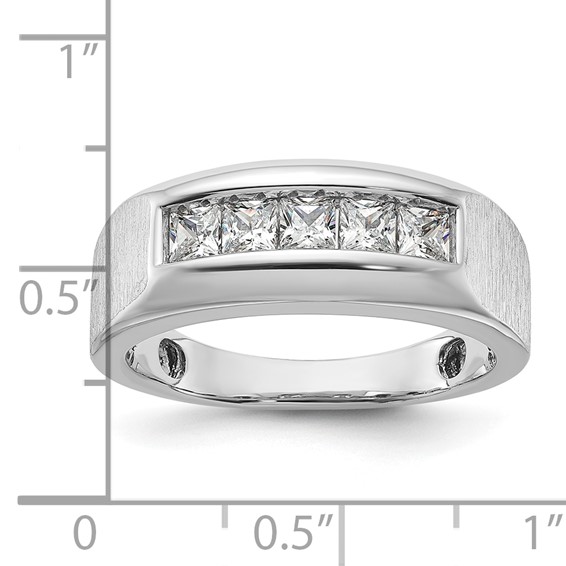 IBGoodman 14k White Gold 1 carat Lab Grown Diamond VS/SI+ G+ Five Stone Complete Polished and Satin Men's Ring