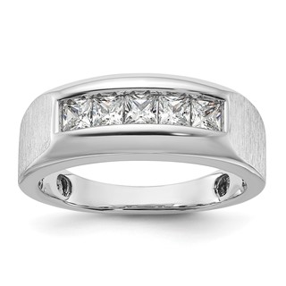 14k White Gold IBGoodman Men's Polished/Satin Lab Grown Diamond Complete Ri