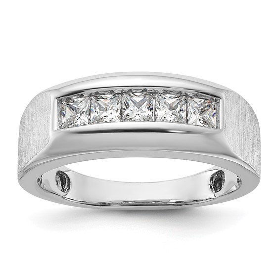 14k White Gold IBGoodman Men's Polished/Satin Lab Grown Diamond Complete Ri
