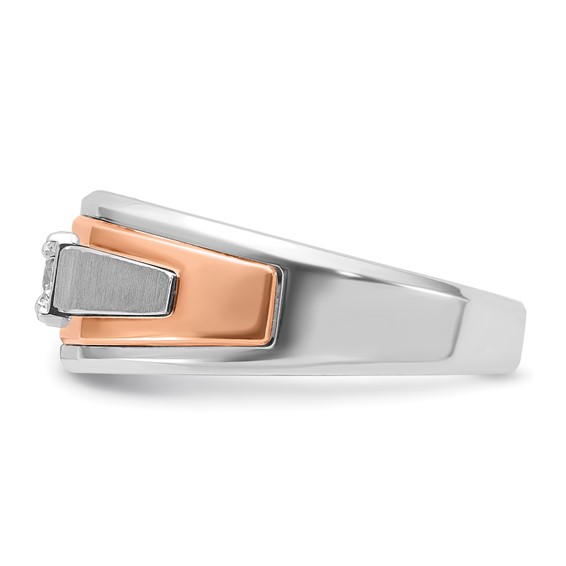 IB Goodman 14k Two-tone White/Rose Gold Mens Satin 1/3 carat Diamond Complete Ring