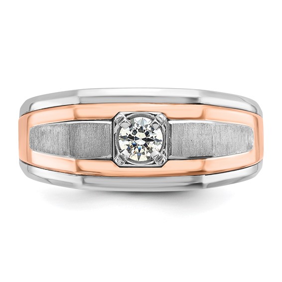 IB Goodman 14k Two-tone White/Rose Gold Mens Satin 1/3 carat Diamond Complete Ring