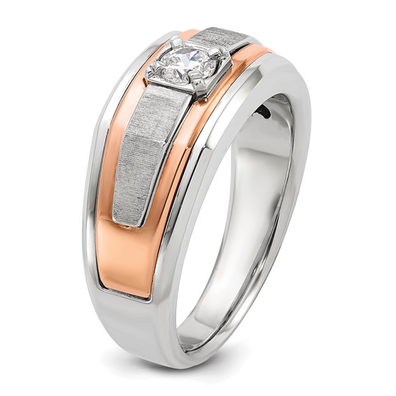 IB Goodman 14k Two-tone White/Rose Gold Mens Satin 1/3 carat Diamond Complete Ring