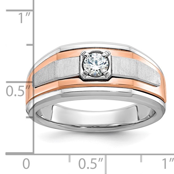 IB Goodman 14k Two-tone White/Rose Gold Mens Satin 1/3 carat Diamond Complete Ring