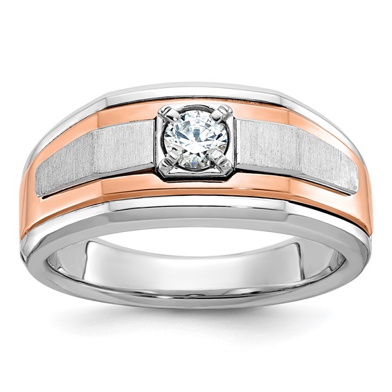 IB Goodman 14k Two-tone White/Rose Gold Mens Satin 1/3 carat Diamond Complete Ring