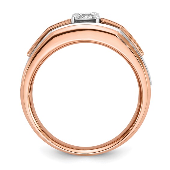 IB Goodman 14k Two-tone White/Rose Gold Mens 1/2 carat Black/White Diamond Complete Ring