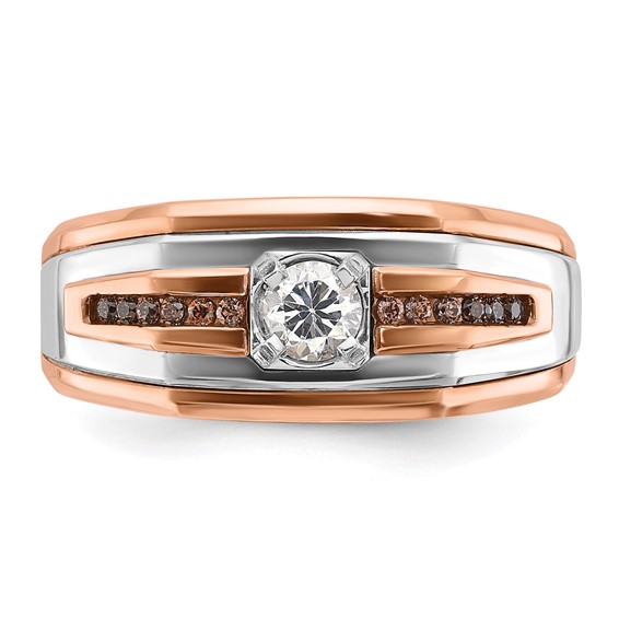IB Goodman 14k Two-tone White/Rose Gold Mens 1/2 carat Black/White Diamond Complete Ring