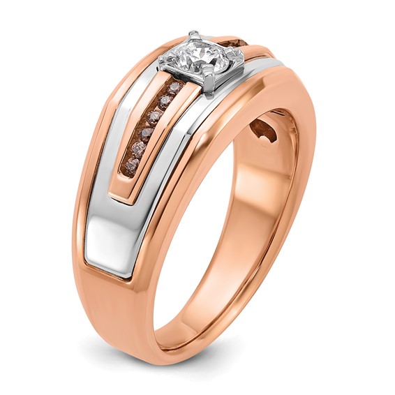 IB Goodman 14k Two-tone White/Rose Gold Mens 1/2 carat Black/White Diamond Complete Ring