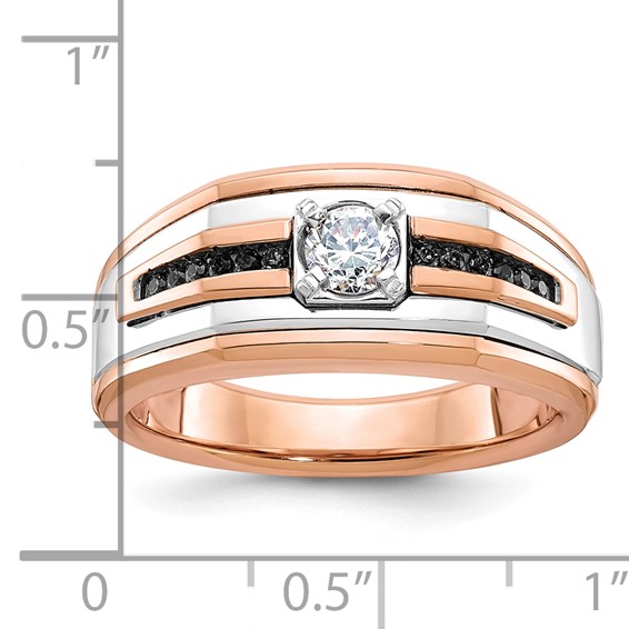 IB Goodman 14k Two-tone White/Rose Gold Mens 1/2 carat Black/White Diamond Complete Ring