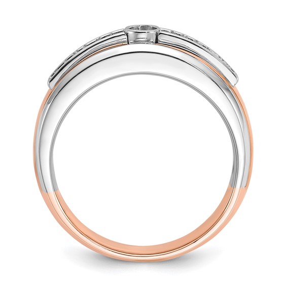 10k Two-tone White/Rose Gold IBGoodman Men's Diamond Complete Ring