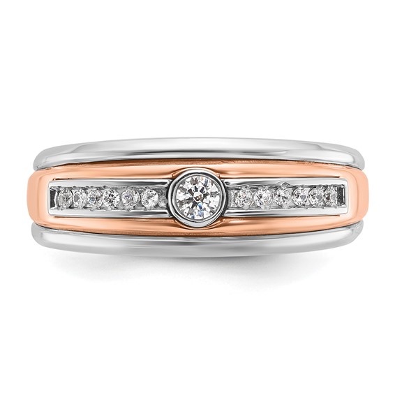 IB Goodman 14k Two-tone White/Rose Gold Mens 1/5 carat Diamond Complete Ring