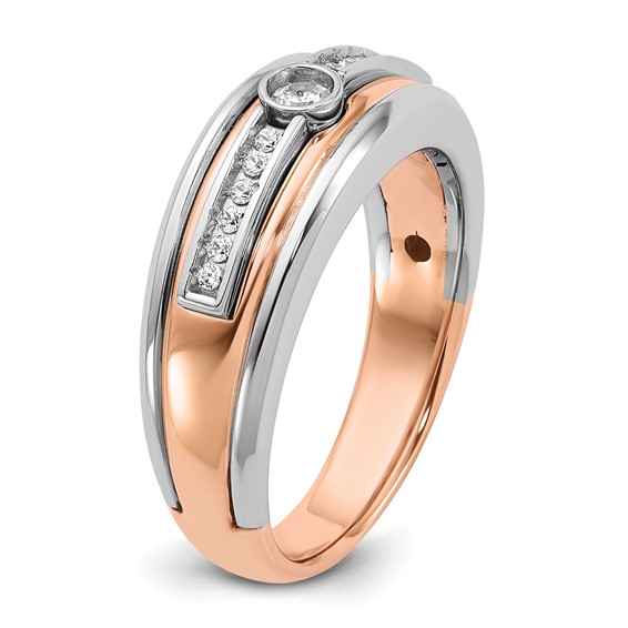 IB Goodman 14k Two-tone White/Rose Gold Mens 1/5 carat Diamond Complete Ring