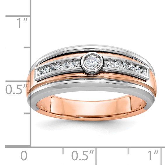 IB Goodman 14k Two-tone White/Rose Gold Mens 1/5 carat Diamond Complete Ring