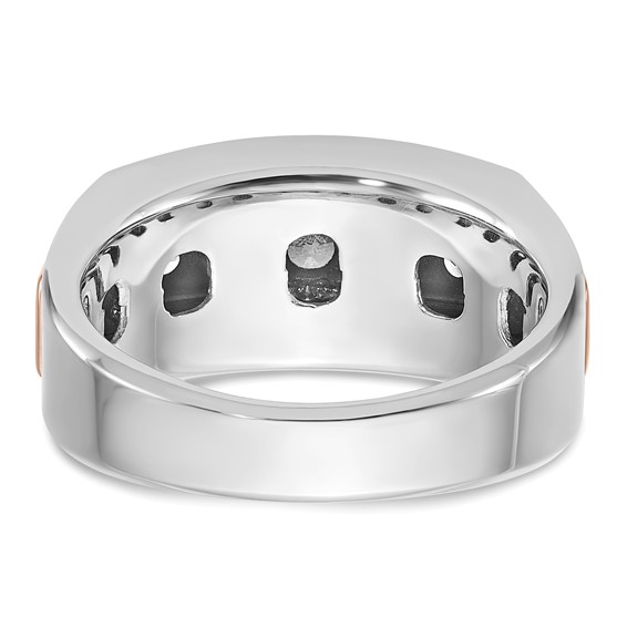 IBGoodman 14k White and Rose Gold Men's Polished and Grooved 5-Stone 1 Carat BB Quality Diamond Ring