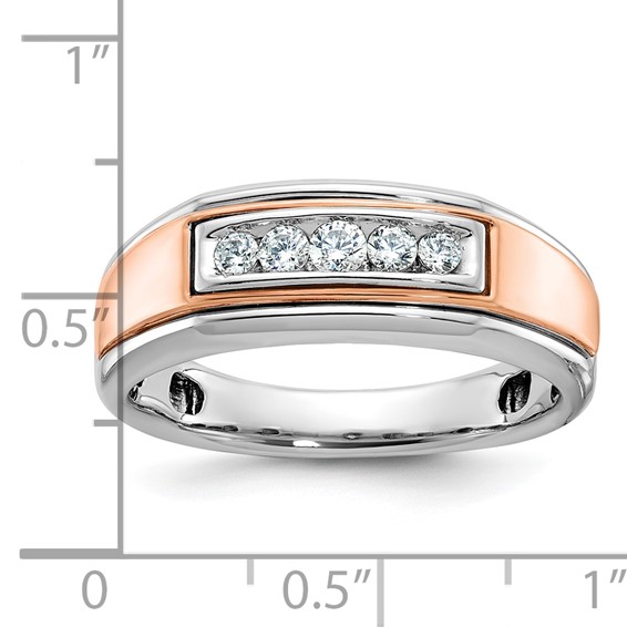 IBGoodman 10k White and Rose Gold Men's Polished 5-Stone Ring Mounting