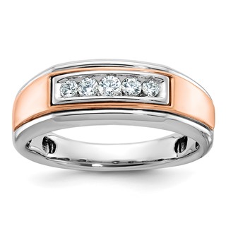 IBGoodman 10k White and Rose Gold Men's Polished 5-Stone Ring Mounting