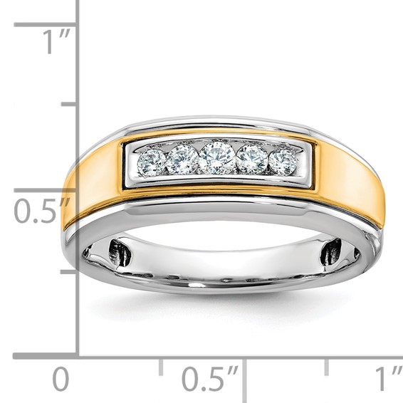 IBGoodman 14k Two-tone Men's Polished 5-Stone 1/4 Carat AA Quality Diamond Ring