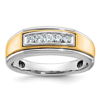 IBGoodman 14k Two-tone Men's Polished 5-Stone 1/4 Carat AA Quality Diamond Ring