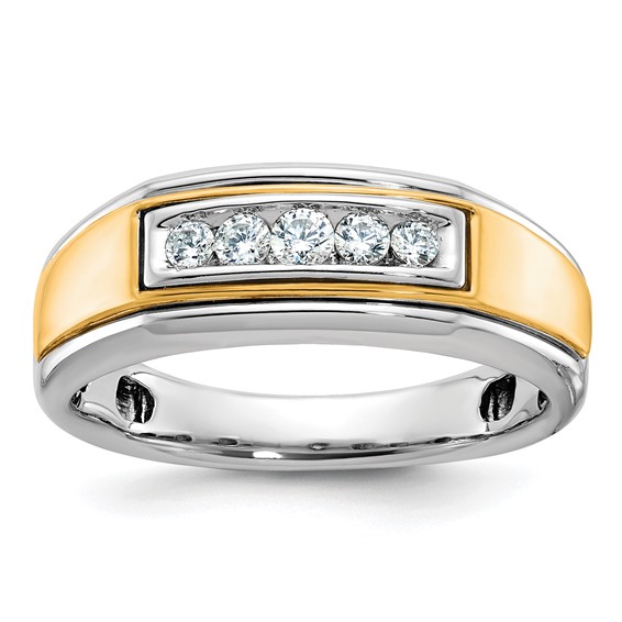 IBGoodman 14k Two-tone Men's Polished 5-Stone 1/4 Carat AA Quality Diamond Ring