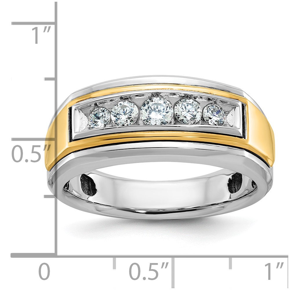 IBGoodman 14k Two-tone Men's Polished 5-Stone 1/2 Carat AA Quality Diamond Ring (B64037-4WYAA)
