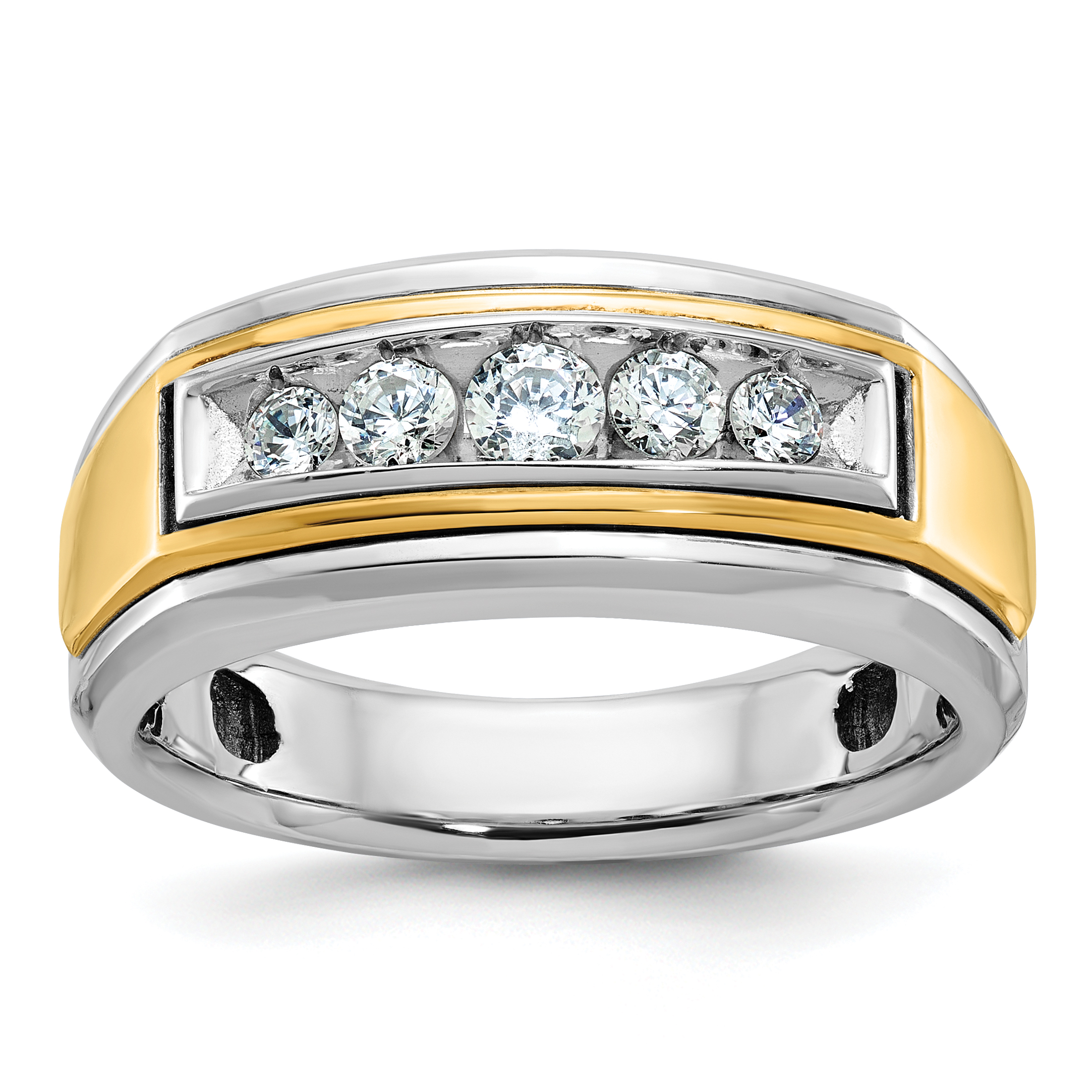 IBGoodman 14k Two-tone Men's Polished 5-Stone 1/2 Carat AA Quality Diamond Ring (B64037-4WYAA)