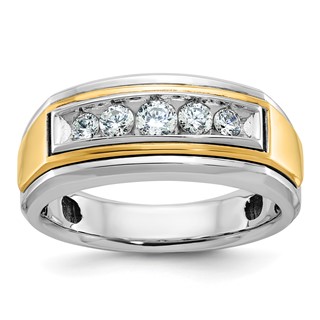 IBGoodman 14k Rose and White Gold Men's Polished 5-Stone 1/2 Carat BB Quality Diamond Ring