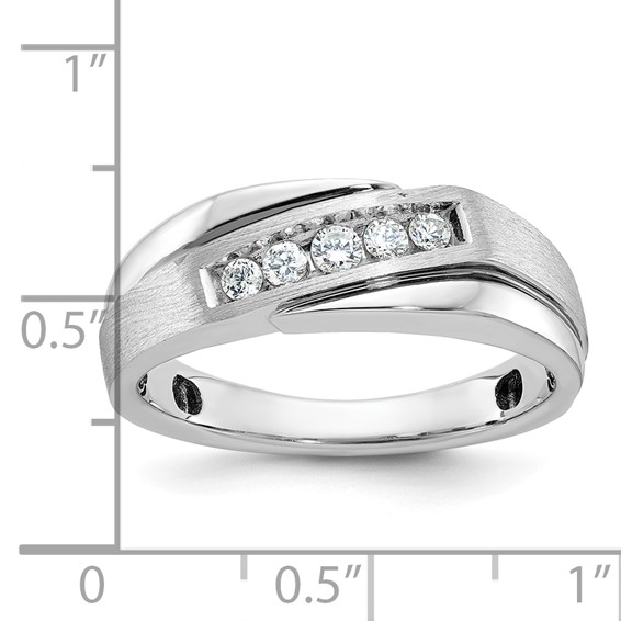 10k White Gold Men's Polished Satin and Grooved Ring Mounting