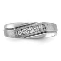 IB Goodman 14K White Gold Polished Satin and Grooved 5-Stone Mens Ring Mounting view 5