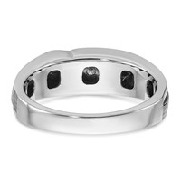 IBGoodman 14K White Gold Ring with Black Rhodium 0.25 Carat Lab Grown Diamond VS SI+ G+ Complete Polished Satin and Grooved Men's view 5