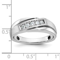 IB Goodman 14K White Gold Polished Satin and Grooved 5-Stone Mens Ring Mounting view 3