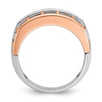 IBGoodman 14K Two Tone Rose and White Gold 1 Carat Lab Grown Diamond VS SI+ G+ Complete Satin Five Stone Cut Out Men's Ring view 2